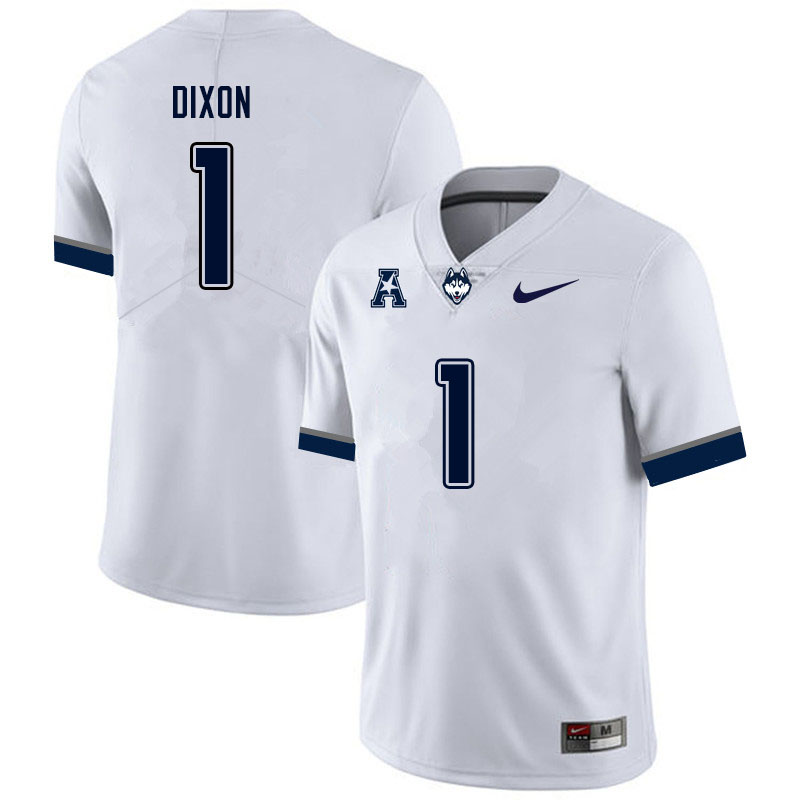 Men #1 Malik Dixon Uconn Huskies College Football Jerseys Sale-White